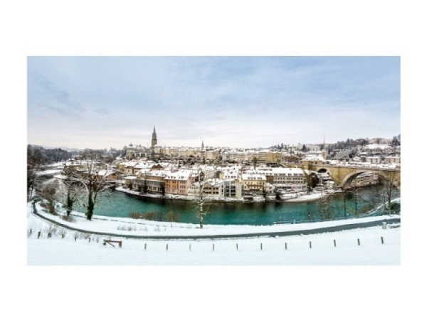 Winterkarte Bern Aare mit Altstadt und Münster