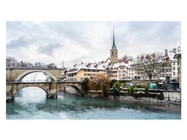 Winterkarte Bern Unterorbrücke und Nydeggbrücke mit Nydeggkirche