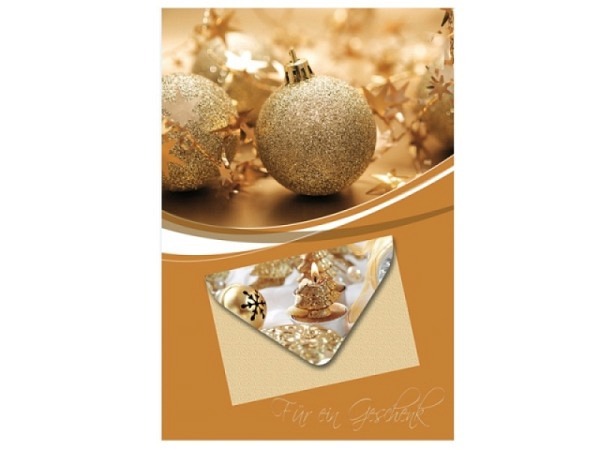 Weihnachtskarte Borer goldene Glitzerkugeln 11,5x17cm
