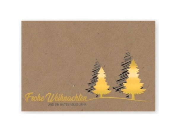Weihnachtskarte Borer 5er Box Tannenbäume auf Naturpapier