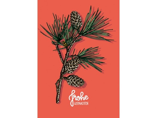 Weihnachtskarte illi Frohe Weihnachten Tannenzweige