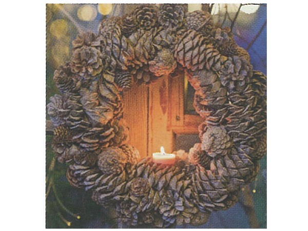 Weihnachtskarte Art Bula 12,2x12,2cm Zapfenkranz mit Kerze
