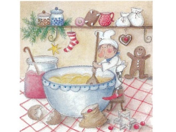 Weihnachtskarte Art Bula Daniela Räss, Backstube