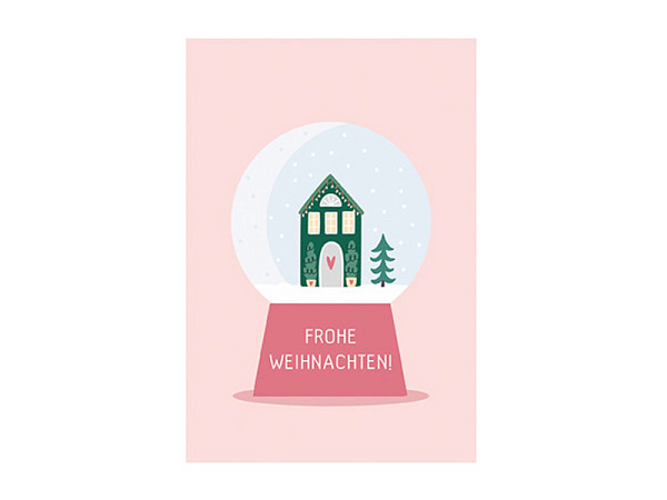 Weihnachtskarte La Card Frohe Weihnachten Schneekugel A6