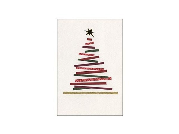 Weihnachtskartenbox ABC Premium Tannenbaum bordeaux dunkelgrün gold gestreift 8er Box