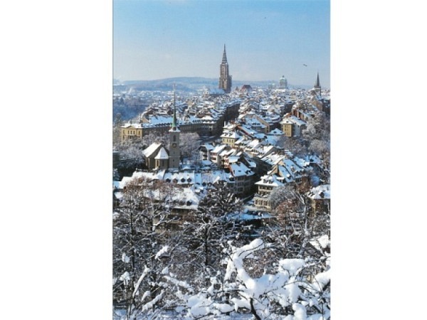 Weihnachtskarte ABC verschneites Bern