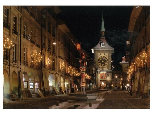 Weihnachtskartenbox ABC Zytgloggeturm am Abend 6Stk