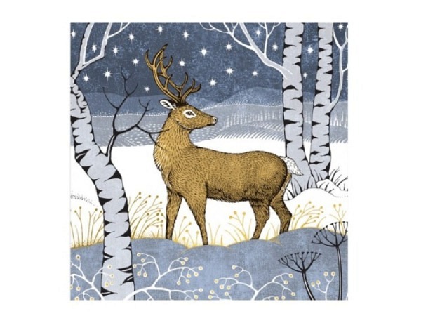 Weihnachtskarte Luxury Box 8er Set Hirsch 15,8x15,8cm