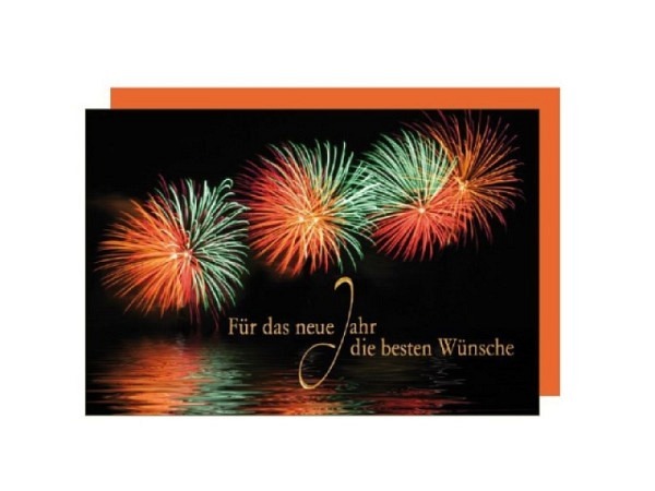 Neujahrskarte Borer Feuerwerk 17x11,5cm