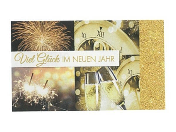 Neujahrskarte Borer 5er Set Golden New Year 16x9,5cm