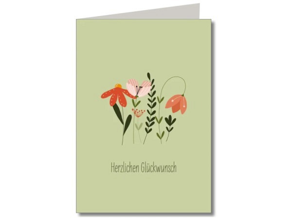 Glückwunschkarte Keitcards Herzlichen Glückwunsch. Doppelkarte