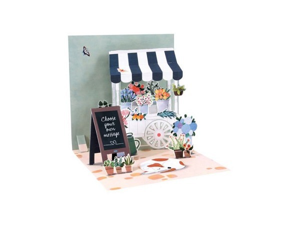 Karte Up with Paper 3D Pop-Up Card Blumenwagen-Motiv