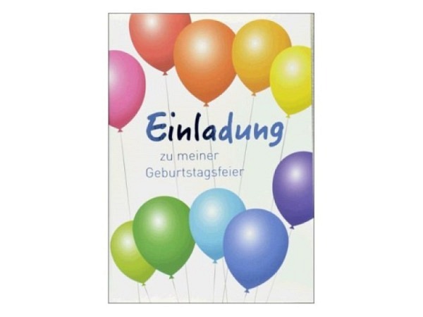 Einladungskarte ABC Ballone 6er Set