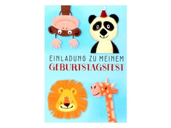 Einladungskarte ABC Tiere 6er Set