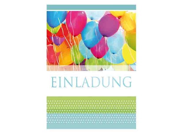 Einladungskarte Borer Ballone 5er Set