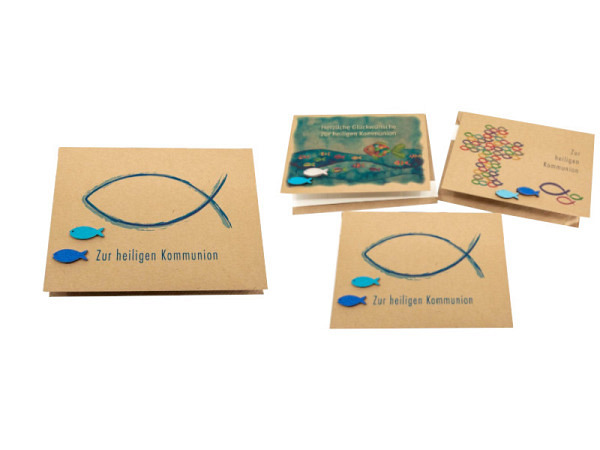 Kommunionskarte Locnikar Holzfische assortiert