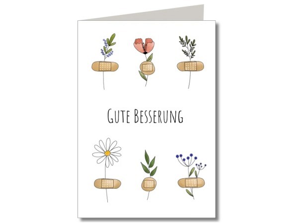 Genesungskarte Keitcards Gute Besserung. Doppelkarte