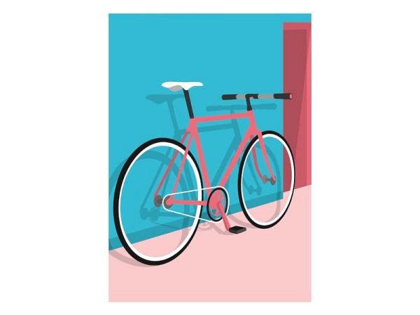 Postkarte luminous Fahrrad neon