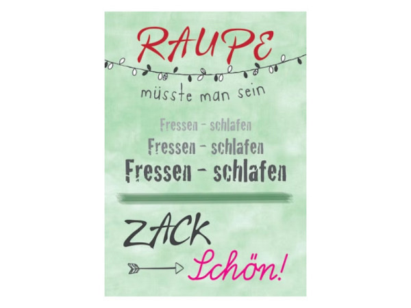 Postkarte Anderskartig Modern Times Raupe Zack Schön
