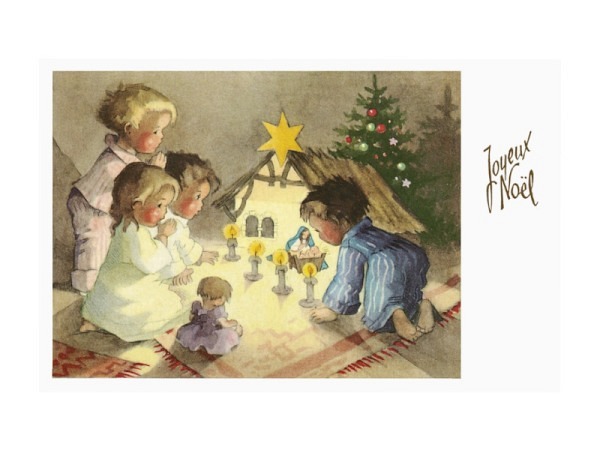 Postkarte Ludom Edition Weihnachtskrippe und der gelbe Stern