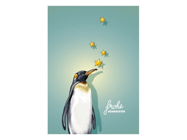 Postkarte illi Frohe Weihnachten Pinguin