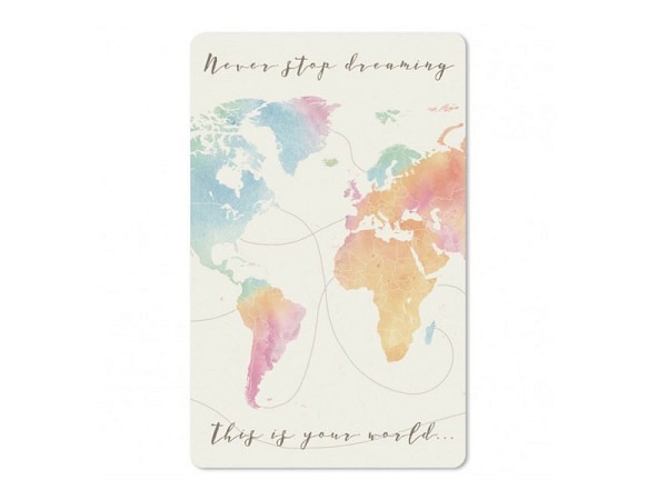 Postkarte Chic.Mic Luna Card Weltkarte mit abgerundeten Ecken 8,5 x 13,5 cm