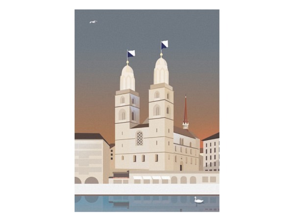 Postkarte Ykoons Zürich A6 Grossmünster