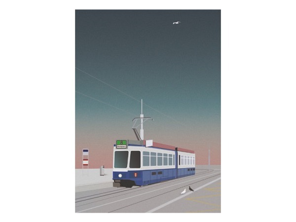 Postkarte Ykoons Zürich A6 Tram 8 Hardplatz