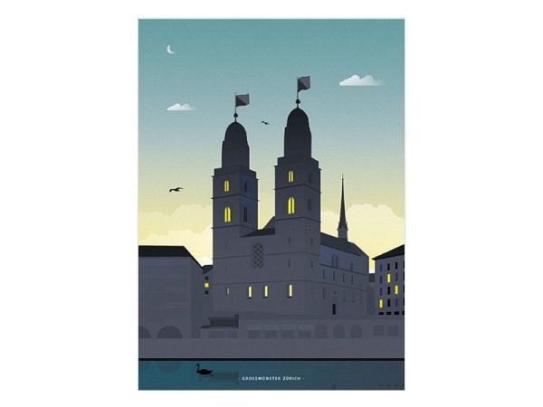 Postkarte Ykoons Zürich A6 Grossmünster