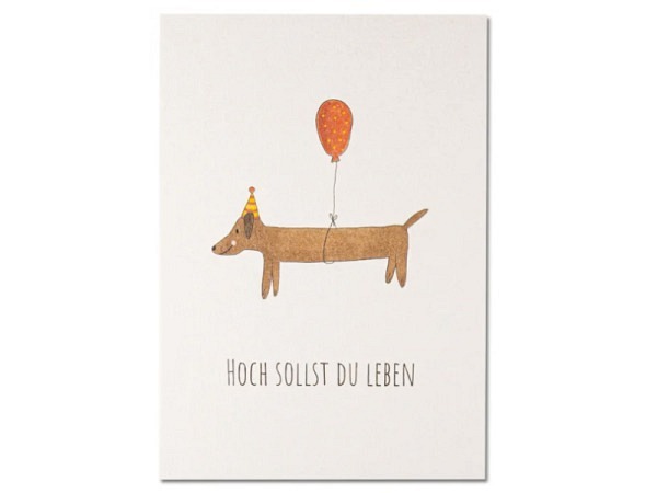 Postkarte Keitcards Hoch sollst du Leben. Weisse Postkarte aus hochwertigem Naturkarton