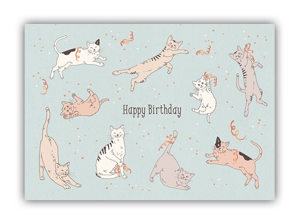 Postkarte Vintage Art 12x17cm, bedruckt mit Happy Birthday