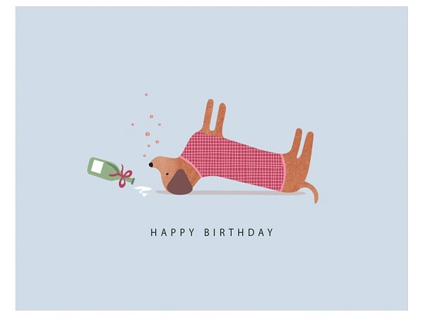 Postkarte einzigARTig 12x17cm, bedruckt mit Text Happy Birthday, Dackel Hund