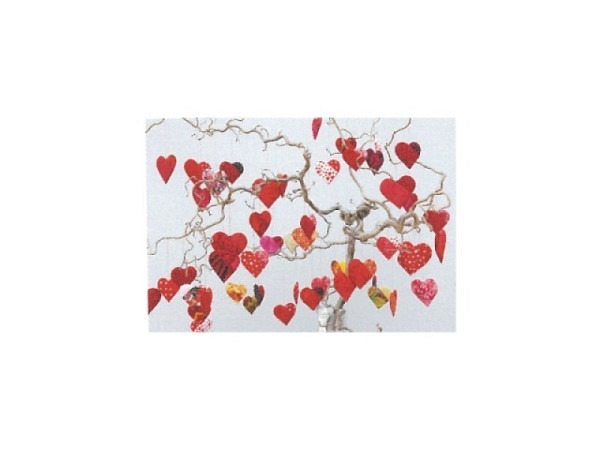 Postkarte Art Bula 10,5x14,8cm Osterbaum roter Herzanhänger