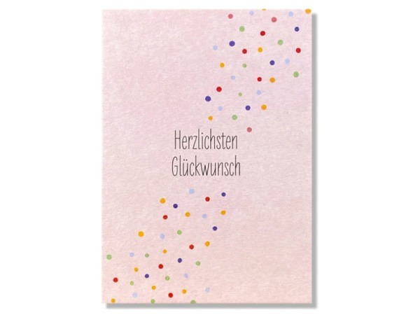 Postkarte Keitcards herzlichsten Glückwunsch. Pinke Postkarte aus hochwertigem Naturkarton