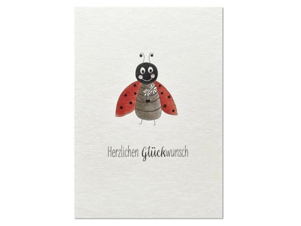 Postkarte Keitcards herzlichen Glückwunsch. Weisse Postkarte aus hochwertigem Naturkarton