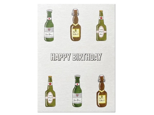 Postkarte Keitcards Happy Birthday. Weisse Postkarte aus hochwertigem Naturkarton