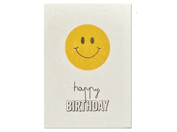 Postkarte Keitcards Happy Birthday. Weisse Postkarte aus hochwertigem Naturkarton