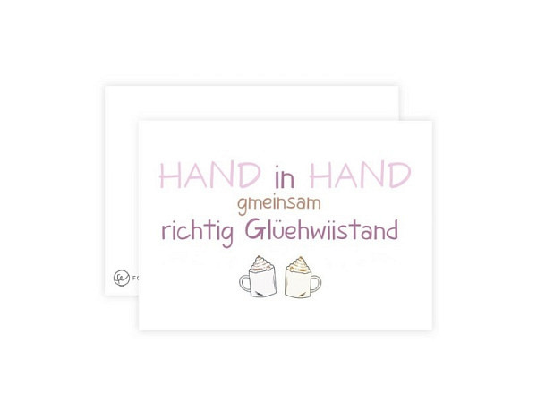 Postkarte Fotoeigenart Hand in Hand richtig Glüehwiistand A6