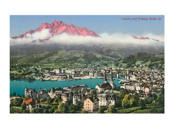 Postkarte Found Image Luzern mit Pilatus im Hintergrund