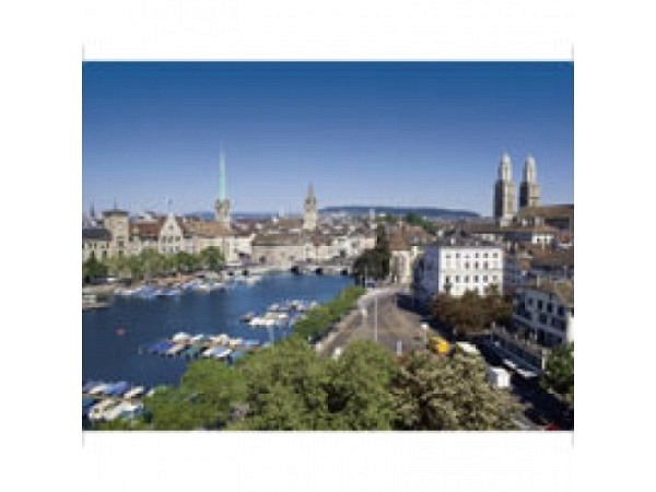 Postkarte Zürich A6 Stadt Zürich, Limmat läuft in Zürichsee