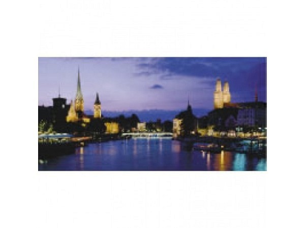 Postkarte Zürich A6/5 Zürich in der Nacht mit Abendrot