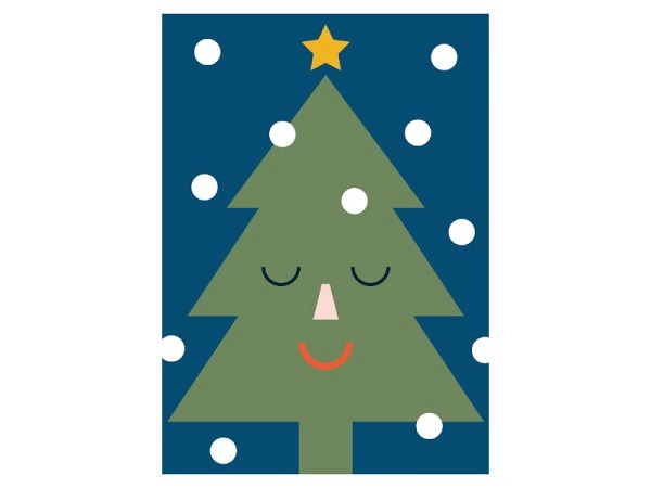 Postkarte Designfräulein Funny Faces Tannenbaum