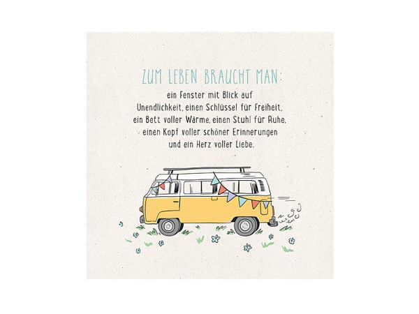 Postkarte Grafik Werkstatt quadrART Zum Leben braucht man