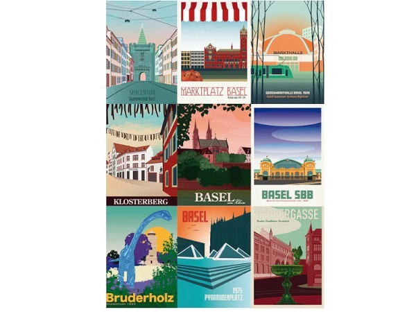 Postkarte S.Wert Postkartenset Traditionelles Basel A6