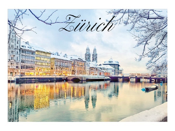 Postkarte Zürich A6 Grossmünster und Limmat