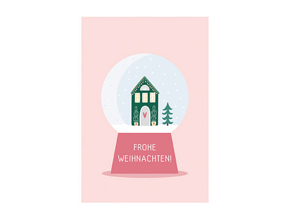 Postkarte La Card Frohe Schneekugel A6