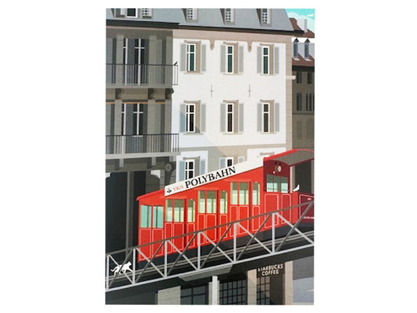 Postkarte Ykoons Zürich A6 Polybahn