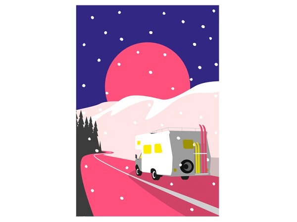 Postkarte illi ohne Text A6, Wohnmobil auf der Strasse