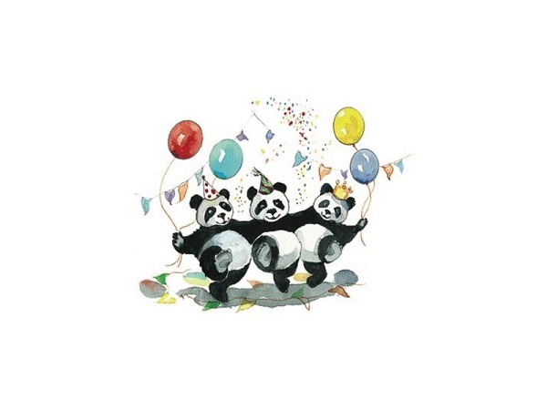 Postkarte Taurus Aquarell Panda Party A6 105 x 148 mm