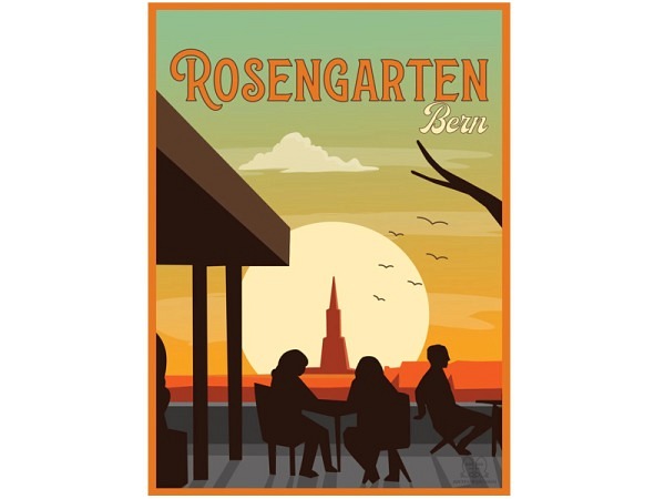 Postkarte Artfoxdesign Bern A6 Rosengarten